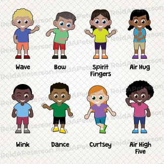 Hi-Res JPG Stock Image "Cartoon Kids Ways to Greet"