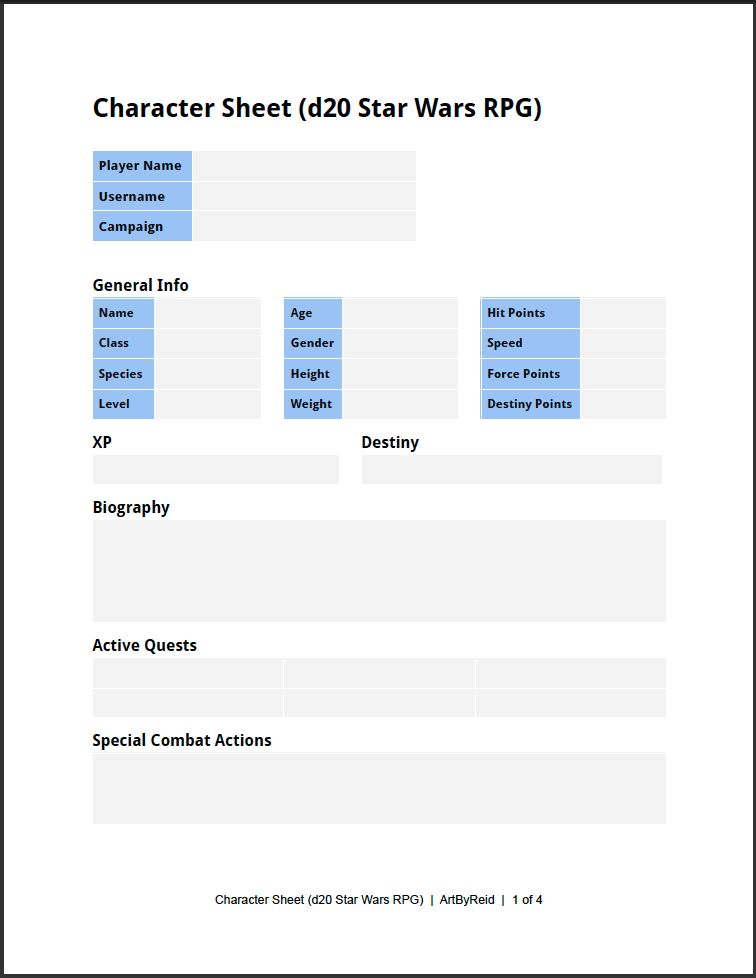 Character Sheet (d20 Star Wars RPG) - Image 2