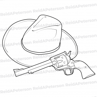 Hi-Res JPG Stock Image "Cowboy Hat Pistol Revolver Gun"