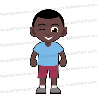 Hi-Res JPG Stock Image "Cute Cartoon Boy Winking Greeting"