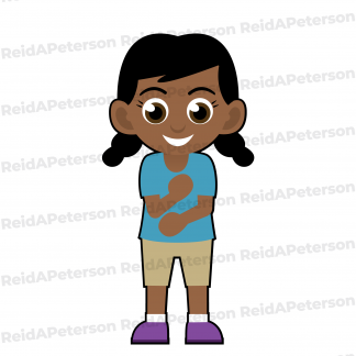 Hi-Res JPG Stock Image "Cute Cartoon Girl Air Hug Greeting"