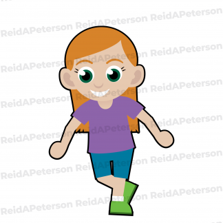 Hi-Res JPG Stock Image "Cute Cartoon Girl Curtsey Greeting"