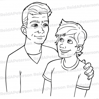 Hi-Res JPG Stock Image "Father Son Family Smiling Embrace"