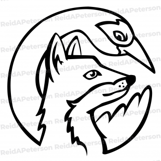 Hi-Res JPG Stock Image "Fox Crane Emblem Logo Design"