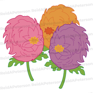 Hi-Res JPG Stock Image "Geranium Flowers Purple Pink Orange Petals Green Leaves Stems"