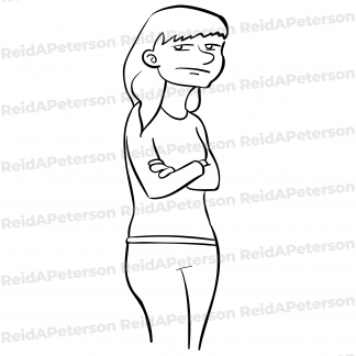 Hi-Res JPG Stock Image "Girl Cartoon Arms Crossed Frowning"