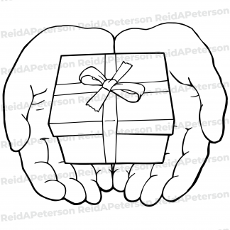 Hi-Res JPG Stock Image "Handing Present Gift Box Ribbon"