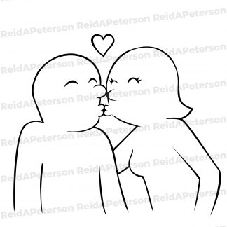 Hi-Res JPG Stock Image "Kissing Couple Heart Love Smooch"