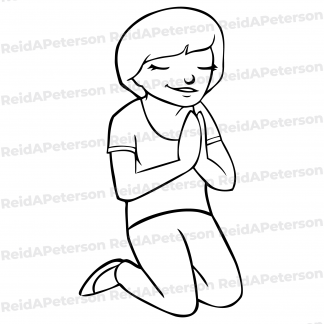 Hi-Res JPG Stock Image "Kneeling Praying Girl Smiling Faith"