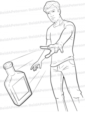 Hi-Res JPG Stock Image "Man Throwing Bottle Alcohol Violently"
