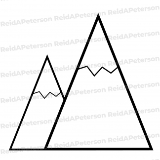image of two simplified mountain peaks