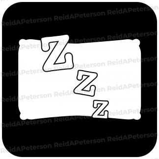 image of pillow, three letter Zs, and black background