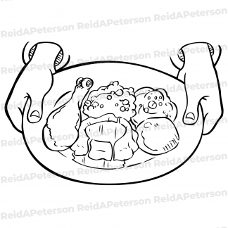 image of two hands holding a plate full with food