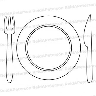 image of a plate, knife and fork