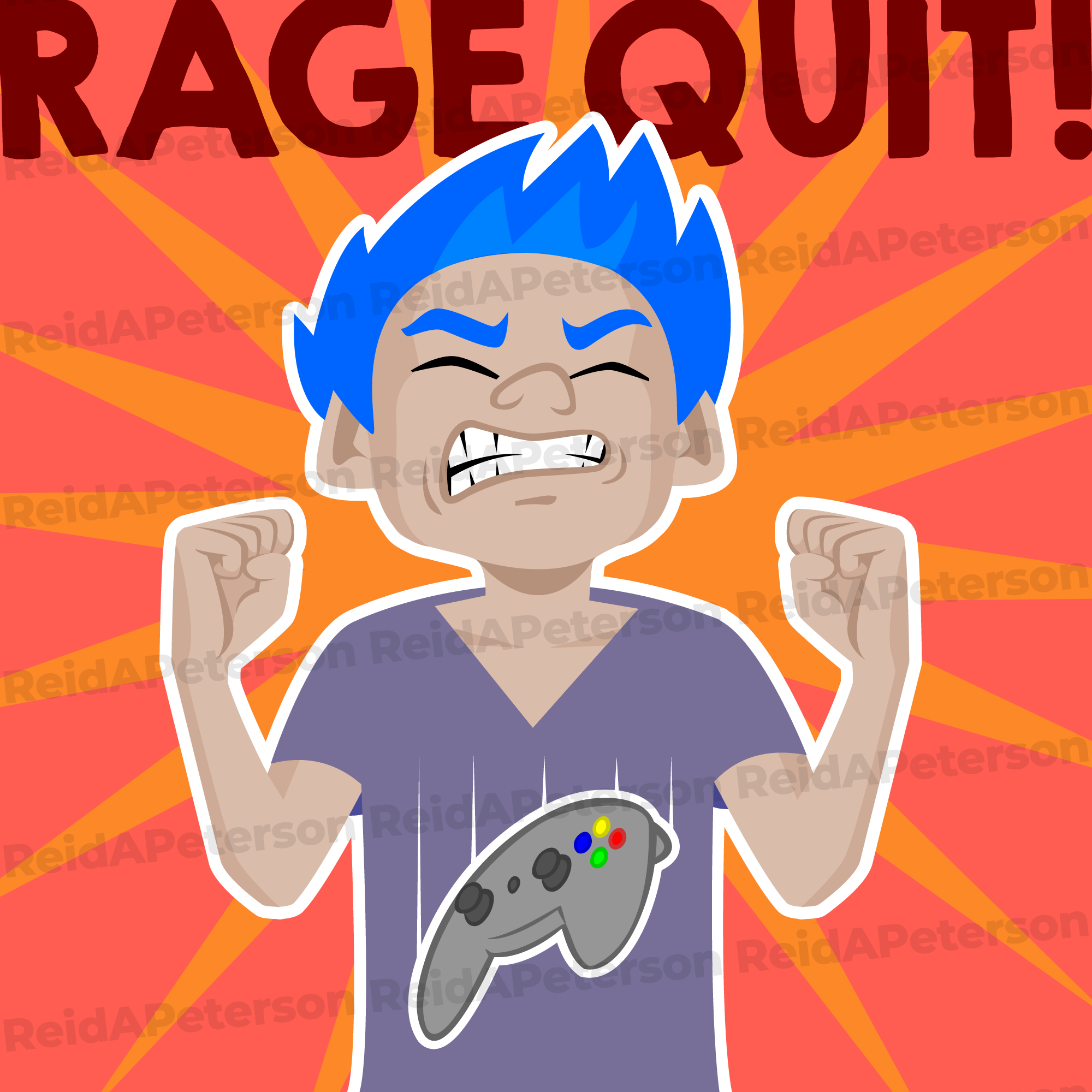 Rage Quit Streaming Graphics Set (Emoji, Emotes, Sub-Badges)