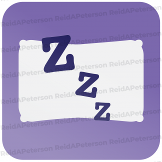 image of a pillow with zzzs set against a purple background