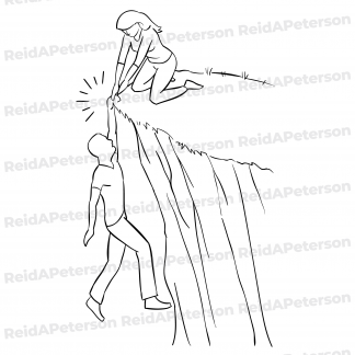 Hi-Res JPG Stock Image "Teamwork Cliff Ledge Climb People"