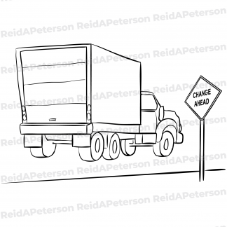 Hi-Res JPG Stock Image "Truck Road Sign Change Ahead"