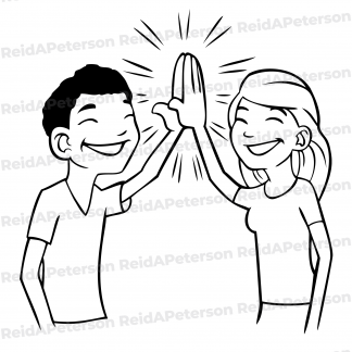 Hi-Res JPG Stock Image "Youth Highfive Smiling Boy Girl"