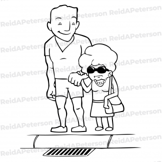 Hi-Res JPG Stock Image "Youth Old Woman Crossing Street"